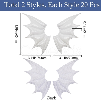 Gorgecraft 40Pcs 2 Style Demon Wing PU Leather Ornament Accessories FIND-GF0005-93B-1