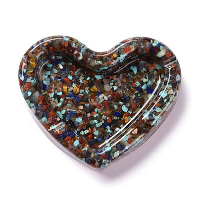 Resin with Natural Mixed Stone Chip Stones Ashtray DJEW-F015-03D-1