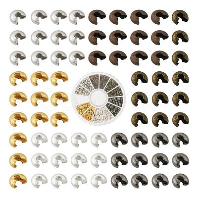 480Pcs 6 Colros Iron Crimp Beads Covers IFIN-PJ0001-01-1