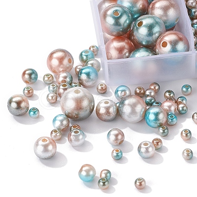 497Pcs 5 Style Rainbow ABS Plastic Imitation Pearl Beads OACR-YW0001-09A-1