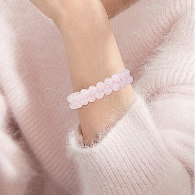 Natural  Rose Quartz Braided Bead Bracelet BJEW-SW00001-08-1