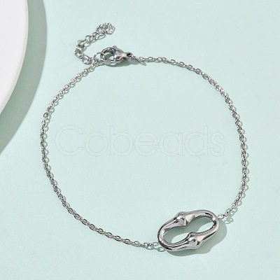 Oval 304 Stainless Steel  Pendant Necklacrs & Stud Earring & Link Bracelet Sets SJEW-C009-01P-1