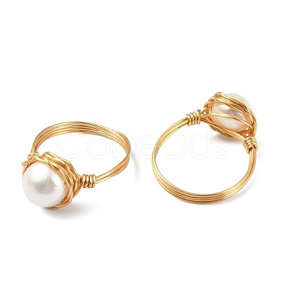 Natural Cultured Freshwater Pearl Finger Rings for Women RJEW-JR01029-1