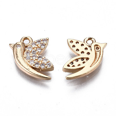 Brass Micro Pave Clear Cubic Zirconia Charms KK-S359-110-RS-1