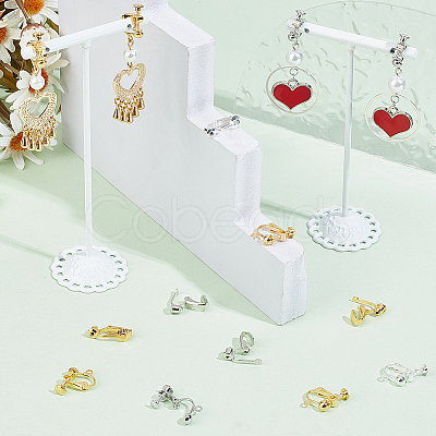 36Pcs 6 Styles Brass Clip-on Earring Converters Findings KK-SC0004-71-1