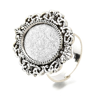 Vintage Adjustable Iron Finger Ring Components Alloy Cabochon Bezel Settings PALLOY-Q300-09AS-NR-1