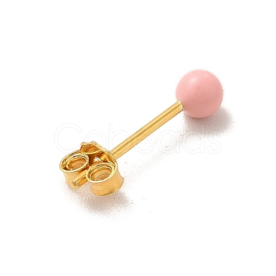 Enamel Round Ball Stud Earrings EJEW-C020-01G-06-1