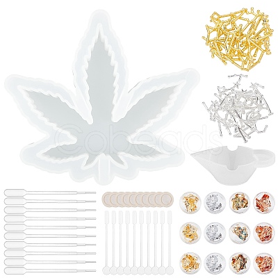 DIY Pot Leaf Ashtray Silicone Molds Kits DIY-OC0003-53-1