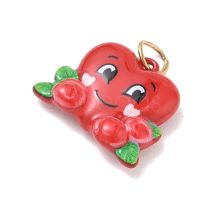 Valentine's Day Spray Painted 304 Stainless Steel Pendants SA-CBA08A6-07F-G-1