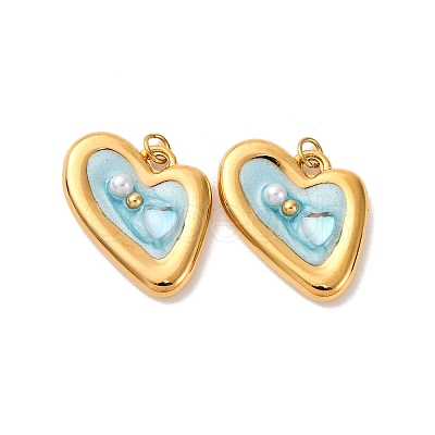 304 Stainless Steel Enamel Pendants STAS-U061-12G-1