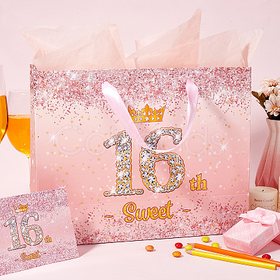 Sixteenth Birthday Paper Tote Bags with Handles CARB-SP0001-02-1
