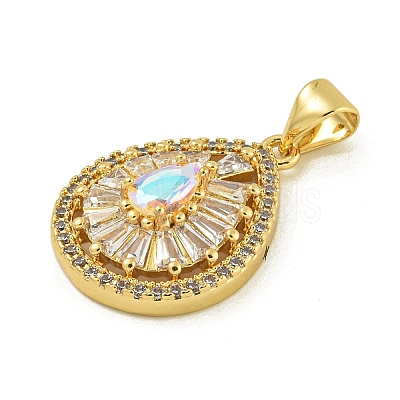 Rack Plating Brass Pave Cubic Zirconia Pendants KK-U029-28G-04-1