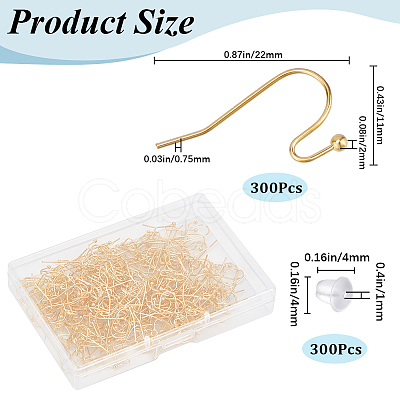 300Pcs Brass Earring Hooks KK-SP0001-35G-1