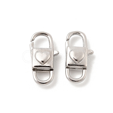 Heart Brass Lobster Claw Clasps KK-Z147-12P-1