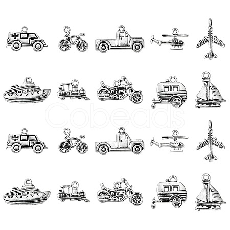 100pcs 10 Style Tibetan Style Alloy Pendants TIBEP-CJ0001-31-1