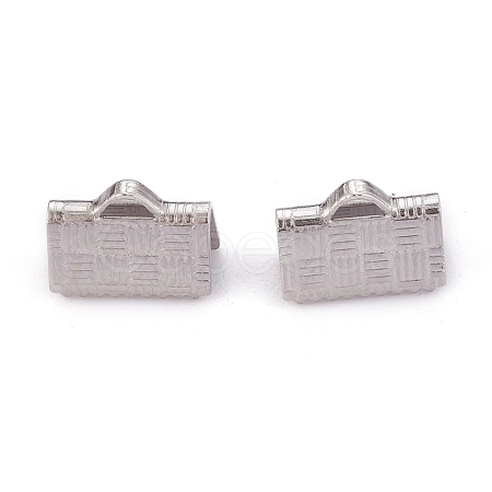 Tarnish Resistant 304 Stainless Steel Ribbon Crimp Ends STAS-P249-27B-P-1