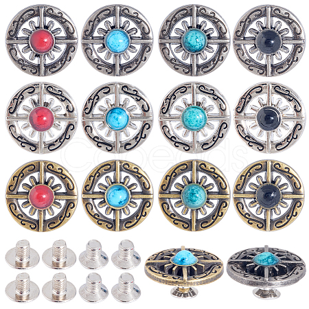 24Bag 12 Styles Alloy Synthetic Stone Beads Buttons BUTT-CP0001-17-1
