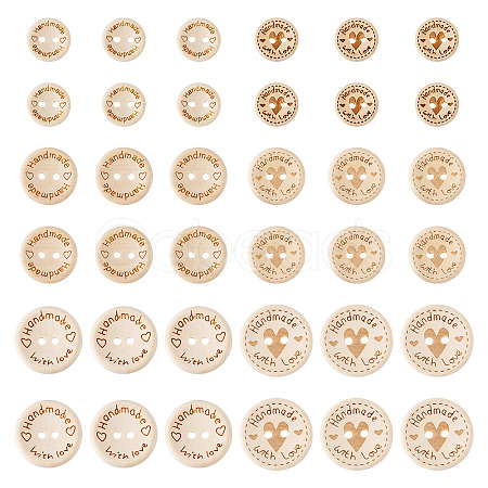 120Pcs 6 Styles Wooden Buttons BUTT-TA0001-33-1