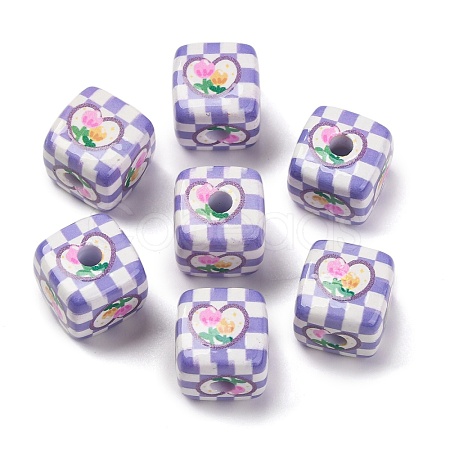 Printed Opaque Acrylic Beads SACR-A009-01B-1