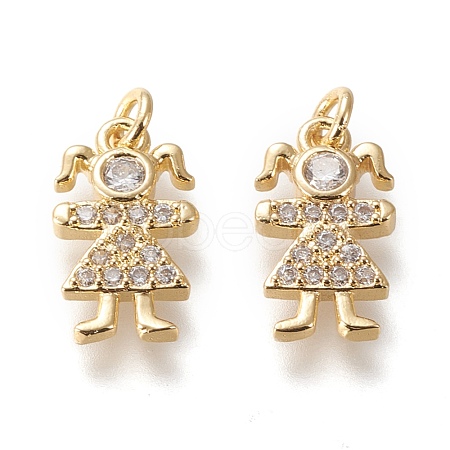 Brass Micro Pave Cubic Zirconia Charms KK-M209-09G-1