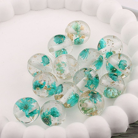 Transparent Resin Inner Dried Flower Beads RESI-TAC0025-01D-1
