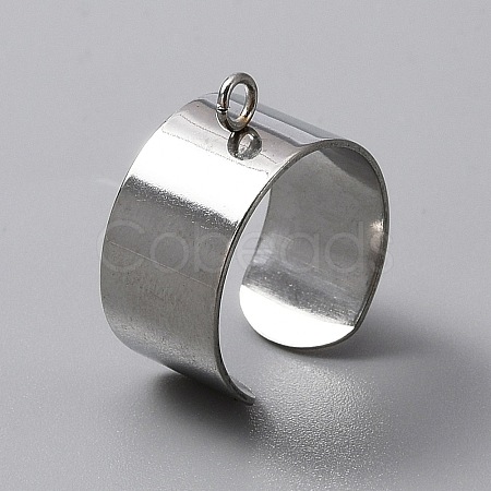 304 Stainless Steel Open Cuff Finger Ring Components STAS-WH0029-40B-P-1
