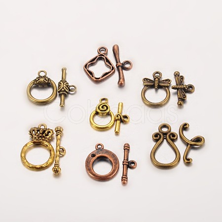 Mixed Tibetan Style Toggle Clasps TIBE-PH0004-11-1