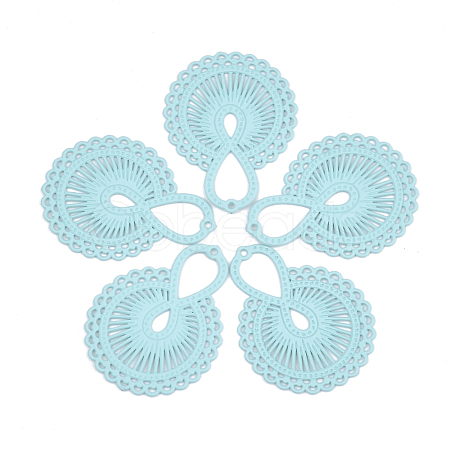 430 Stainless Steel Filigree Pendants STAS-S108-22C-1