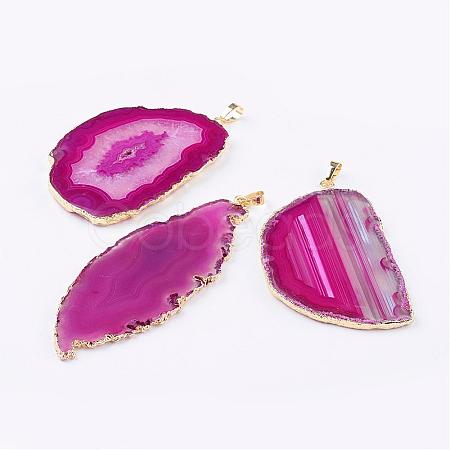 Natural Agate Big Pendants G-P305-E02-G-1