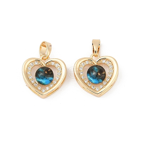 Brass Micro Pave Cubic Zirconia Pendants X-KK-R213-03G-1