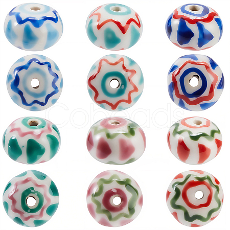 18Pcs 6 Colors Handmade Porcelain Beads PORC-PA0001-31-1