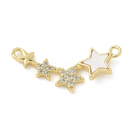 Brass Micro Pave Clear Cubic Zirconia Connector Charms KK-K298-27G-1