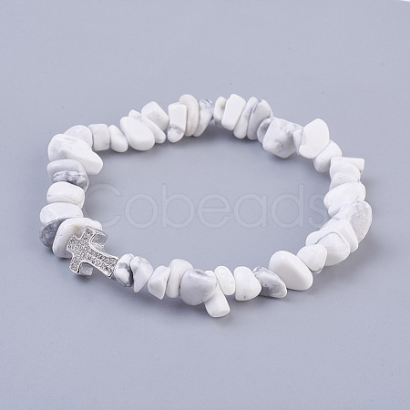 Synthetic Howlite Beads Stretch Bracelets BJEW-JB03926-05-1