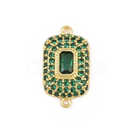 Brass Micro Pave Cubic Zirconia Connector Charms CU-CBAAB9C-01G-01-1