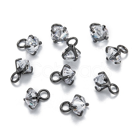 Brass Clear Cubic Zirconia Charms ZIRC-G170-12B-1