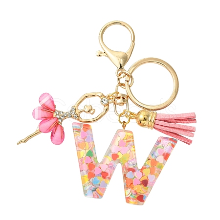 Letter A~Z Transparent Glitter Resin Pendant Keychains KEYC-FZ00024-23-1