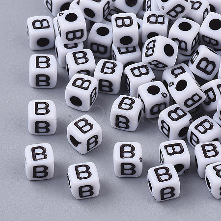 White Opaque Acrylic Beads X-MACR-R869-02B-1