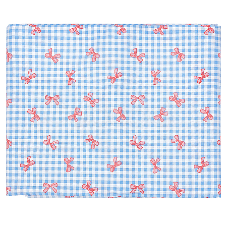 Bowknot & Tartan Pattern Cotton Fabric DIY-WH0890-31B-1