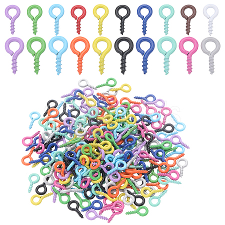 500Pcs 20 Style Spray Painted Iron Screw Eye Pin Peg Bails IFIN-SC0001-48-1