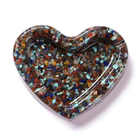 Resin with Natural Mixed Stone Chip Stones Ashtray DJEW-F015-03D-1