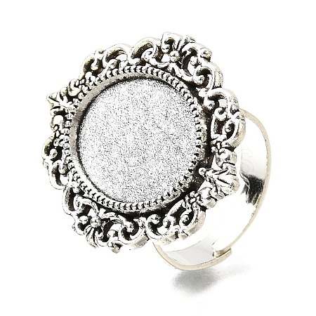Vintage Adjustable Iron Finger Ring Components Alloy Cabochon Bezel Settings PALLOY-Q300-09AS-NR-1