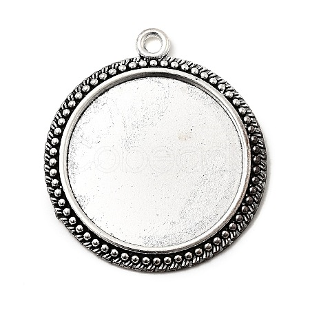 Flat Round Tibetan Style Pendant Cabochon Settings TIBE-C067-01AS-NR-1