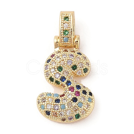 Brass Micro Pave Cubic Zirconia Pendants ZIRC-P121-01G-S-1