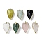 Natural Mixed Stone Pendants, Faceted Heart Charms, with Golden Plated Brass Edge Loops, 22.5x13x7.5mm, Hole: 3mm