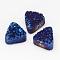 Electroplated Natural Druzy Quartz Crystal Beads, Triangle, Blue Plated, 14x15x8~9mm, Hole: 1.5mm