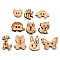 PE Box Wooden Buttons, 2-Hole, Animal Style, Peru, 11~24x14~23x2.5~3mm, Hole: 1mm, 100pcs/box