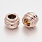 Cadmium Free & Nickel Free & Lead Free Alloy European Beads, Long-Lasting Plated, Large Hole Rondelle Beads, Rose Gold, 8x7mm, Hole: 4mm