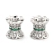 Brass Micro Pave Clear Cubic Zirconia Beads, Column, Platinum, Wavy edge, Green, 8.2x8mm, Hole: 1.8mm