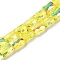 Transparent Electroplate Glass Beads Strands, AB Color Plated, Faceted, Bamboo, Yellow, 7.6x5.5~6x4mm, Hole: 1.4mm, about 72pcs/strand, 21.85''(55.5cm)