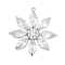 Brass Micro Pave Cubic Zirconia Pendants, Flower Charms, with Glass, Platinum, 26x24x4.5mm, Hole: 1mm